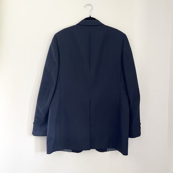 Vintage Lanvin men’s Navy Blue Two Button Blazer Jacket military gold - Picture 3 of 13